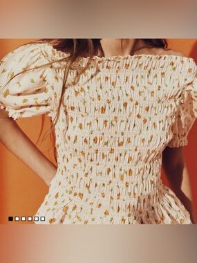 H&M Cream and Oranges Smock Top